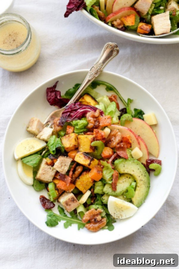 12 Soul-Satisfying Autumn Salads 5 Autumn Cobb Salad - a seasonal twist on a classic, featuring rich fall ingredients for a hearty meal.