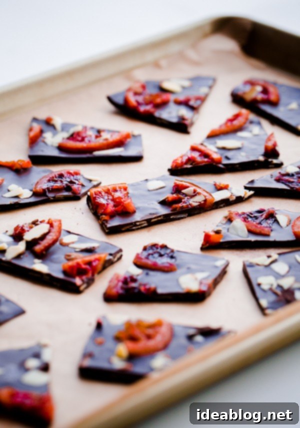 Blood Orange Almond Dark Chocolate Shards 5 Blood Orange Chocolate Bark with Almonds