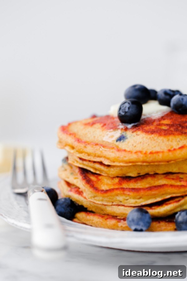 Molasses-Glazed Blueberry Rye Flapjacks 3 Blueberry Rye Pancakes
