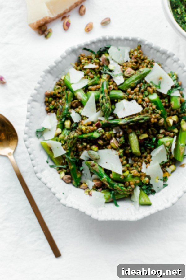 Roasted Asparagus Wheat Berry Salad with Zesty Arugula Pistachio Pesto 6 Roasted Asparagus Wheat Berry Salad with Arugula Pistachio Pesto