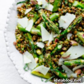 Roasted Asparagus Wheat Berry Salad with Zesty Arugula Pistachio Pesto 8 Roasted asparagus wheat berry salad with arugula pistachio pesto