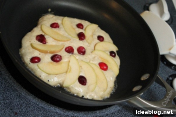 Cranberry Apple Cinnamon Pancakes 4 Close-up of fluffy Cinnamon Apple Cranberry Pancakes on a plate