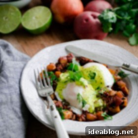 Crispy Chorizo Hash Benedict with Zesty Cilantro Hollandaise 6 Chorizo and Potato Hash Eggs Benedict with Cilantro Hollandaise