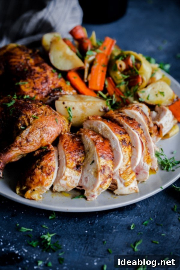 Aromatic Spiced Middle Eastern Chicken & Veggie Bake 9 Close-up of Middle Eastern Roast Chicken with Crispy Skin