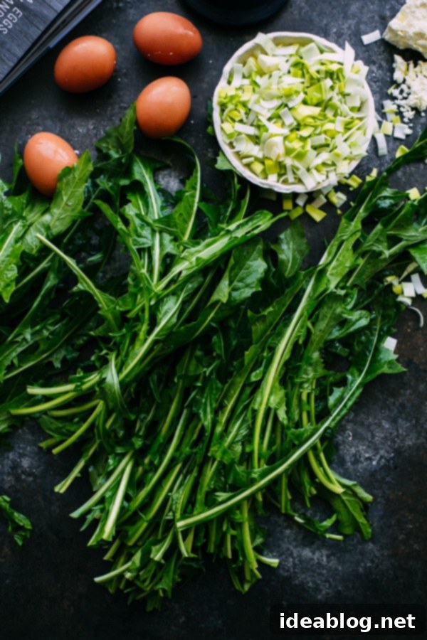 Sautéed Dandelion Greens and Eggs 3 Fresh Dandelion Greens ready for cooking