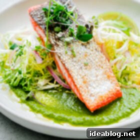 Sockeye Seared with Green Chile Adobo and Zesty Frisée 8 Seared Sockeye Salmon with Green Adobo Sauce and Frisée Salad. This elegant main course recipe can be prepared in less than 45 minutes!