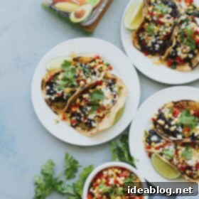 Zesty Southwestern Black Bean Tacos 7 Southwestern Black Bean Tacos. These vegetarian tacos are topped with a fresh corn salsa!