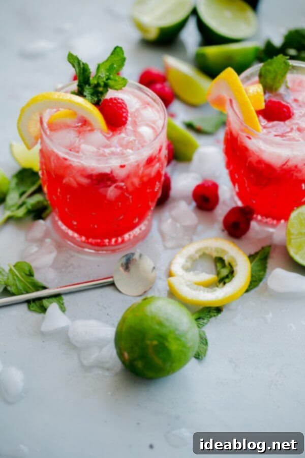 Kombucharita Punch. A refreshing summer cocktail made with kombucha! #kombucha #cocktail #punch #recipe #abeautifulplate Garnished Kombucharita Punch with Fresh Berries