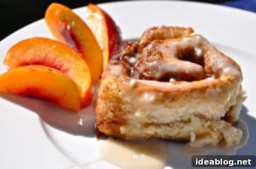 Easy No-Yeast Cinnamon Rolls 8 Cinnamon Rolls without Yeast - Freshly baked golden-brown yeast-free cinnamon rolls in a pan, still warm from the oven.