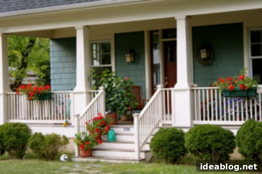Crab Feast, Autumnal Pumpkins and Sweet Gelato Indulgence 9 A charming craftsman-style house featuring a prominent front porch and well-maintained garden