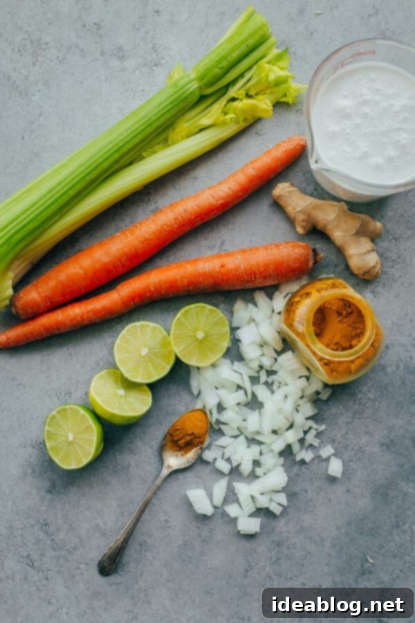 Ingredients for Coconut Turmeric Cauliflower Soup Key ingredients for healthy roasted cauliflower soup with turmeric and coconut milk