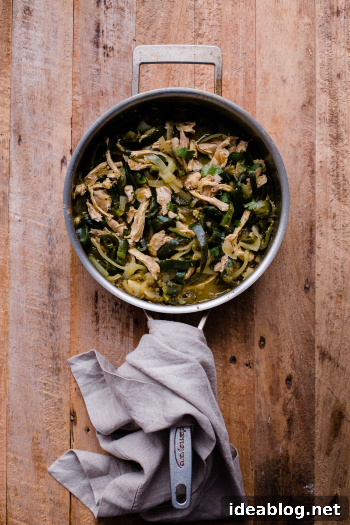 Salsa Verde Chicken Tacos Salsa Verde Chicken Tacos. These easy chicken tacos are made with braised chicken thighs, poblano peppers, onions, and roasted tomatillo salsa!