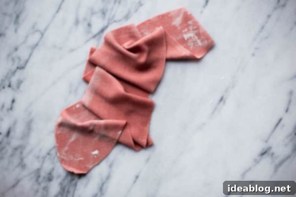 Homemade Pappardelle Pasta - a simple traditional egg pasta dough recipe made with all-purpose flour, semolina, and eggs! Made traditionally or naturally colored (pink!) with beet puree. #pasta #recipe #pappardelle #homemade #italian #abeautifulplate Homemade Pappardelle Pasta