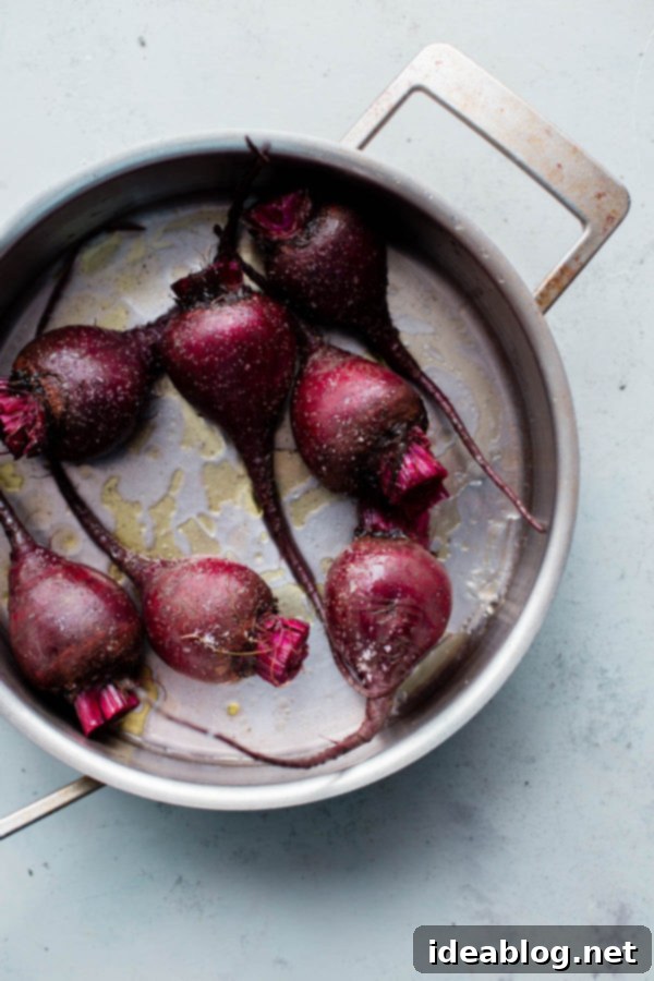 Roasted Beet, Orange and Avocado Salad 3 Beets in a roasting pan with water and olive oil