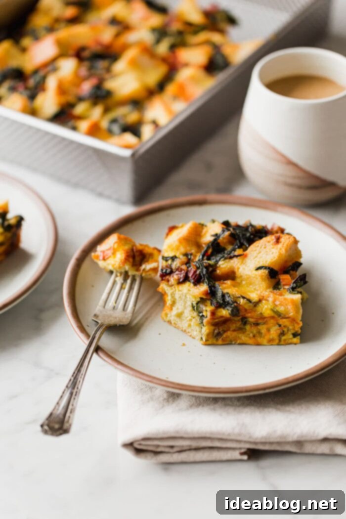18 Scrumptious Brunch Recipes to Make Mom Smile 16 Golden brown Vegetarian Strata baked in a 9x13 pan, ready to serve