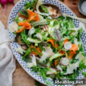Crisp Shaved Vegetable Salad with Parmesan Ribbons 4 Shaved Vegetable Arugula Salad Recipe with Parmesan. A beautiful summer salad filled with shaved vegetables and tossed with lemon vinaigrette!