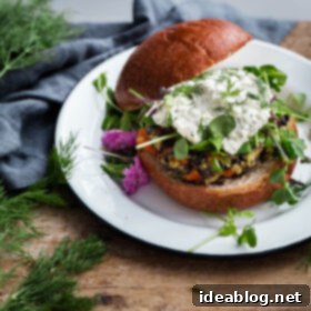 Savory Wild Rice Burgers with Creamy Herb Ricotta 10 Wild Rice Veggie Burgers with Herbed Ricotta - hearty vegan veggie burger recipe made with wild rice and vegetables!