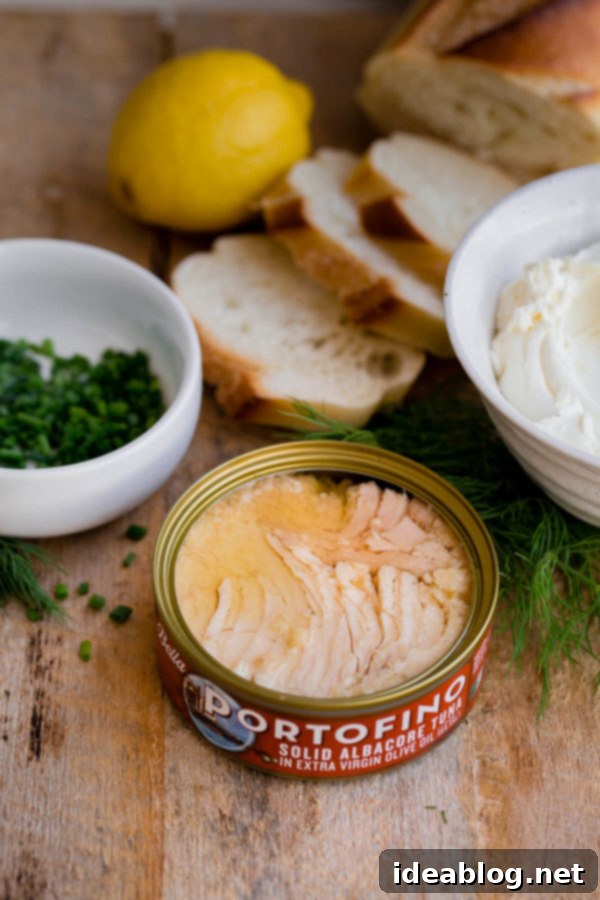Tuna Crostini & Italian Antipasto Medley 2 High-quality Bella Portofino Extra Virgin Olive Oil Packed Albacore Tuna, key ingredient for the crostini spread.
