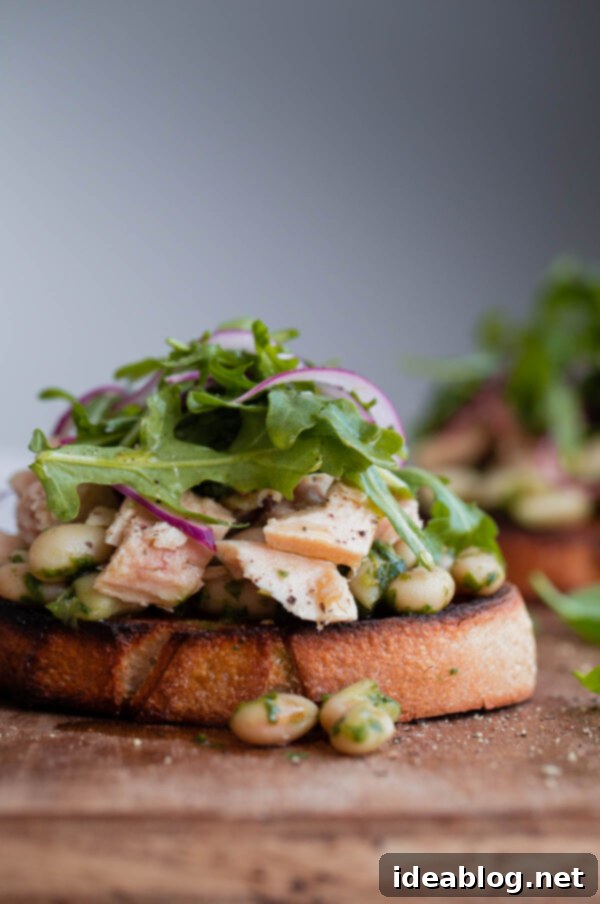 Mediterranean Tuna Sandwich - a modern, fresh and dairy free Italian tuna sandwich made with pesto cannellini beans, olive oil packed Albacore tuna, and peppery arugula! #abeautifulplate #tunafish #sandwich #dairyfree #recipe #easyrecipes #italian Mediterranean Tuna Sandwich