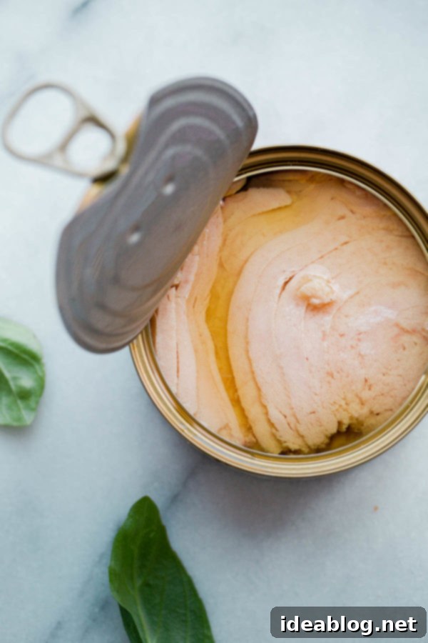 Mediterranean Tuna Sandwich - a modern, fresh and dairy free Italian tuna sandwich made with pesto cannellini beans, olive oil packed Albacore tuna, and peppery arugula! #abeautifulplate #tunafish #sandwich #dairyfree #recipe #easyrecipes #italian Portofino Albacore Tuna in Can