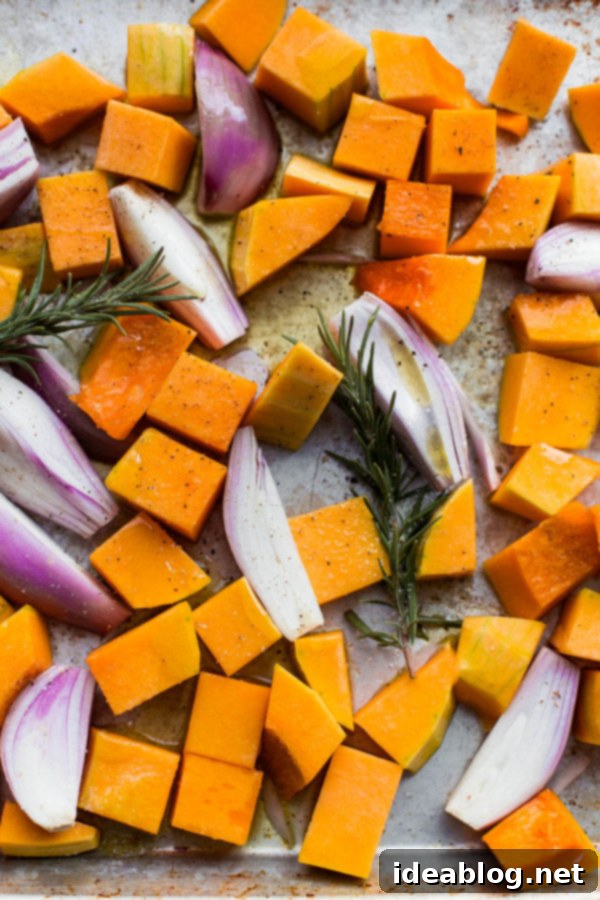 Sweet & Savory Butternut Radicchio Feta Tart 6 Roasted Butternut Squash and shallots, golden brown and tender
