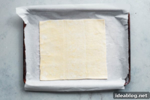 Sweet & Savory Butternut Radicchio Feta Tart 8 Unfolded puff pastry sheet, ready for filling