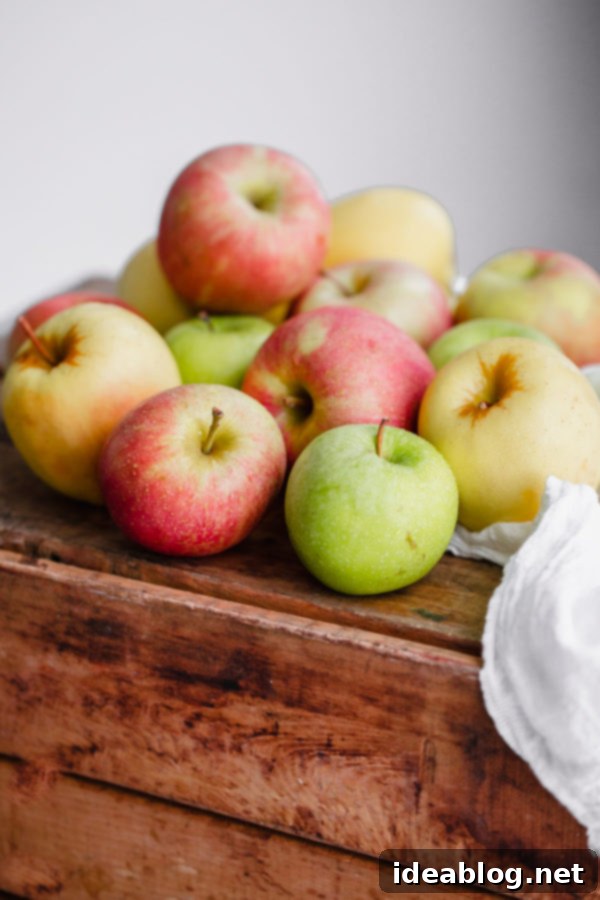 Instant Pot Apple Sauce - this EASY pressure cooker apple sauce recipe contains zero added sugar, requires zero peeling, and can be made in less than 30 minutes! Serve it with Greek yogurt and granola for a healthy breakfast. #instantpot #applesauce #apple #applepicking #fallrecipes Assorted fresh apples ready for Instant Pot Applesauce
