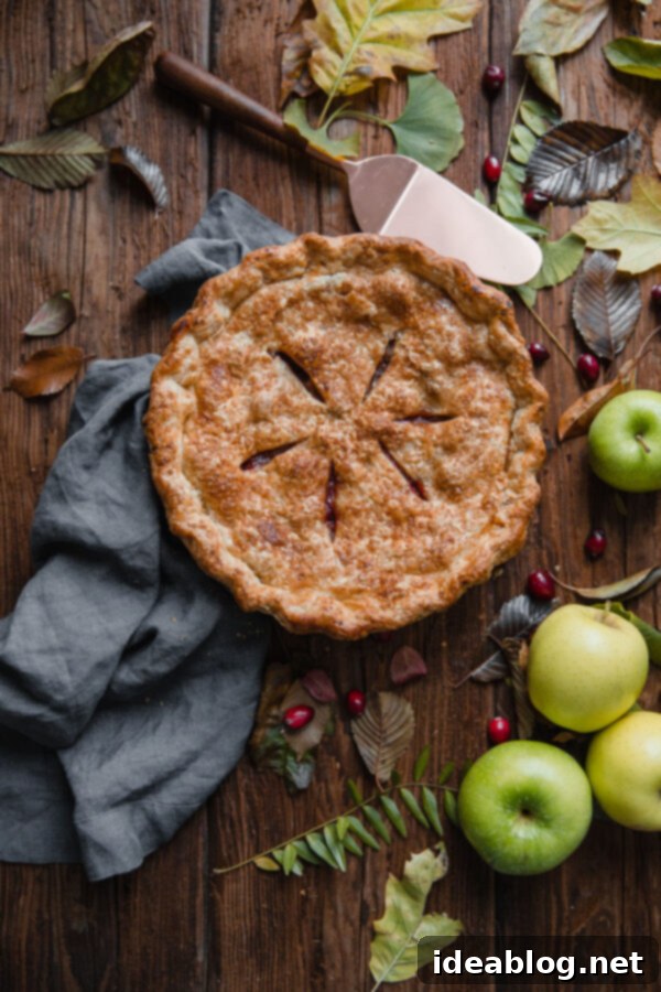 Autumn's Apple Cranberry Delight 2 Homemade Apple Cranberry Pie - featuring a flaky all-butter crust, fresh apples, and tart cranberries with orange zest for a vibrant flavor