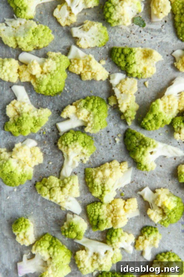Romanesco Rhapsody Pasta 4 Small, bite-sized Romanesco Florets, perfectly prepped for roasting.