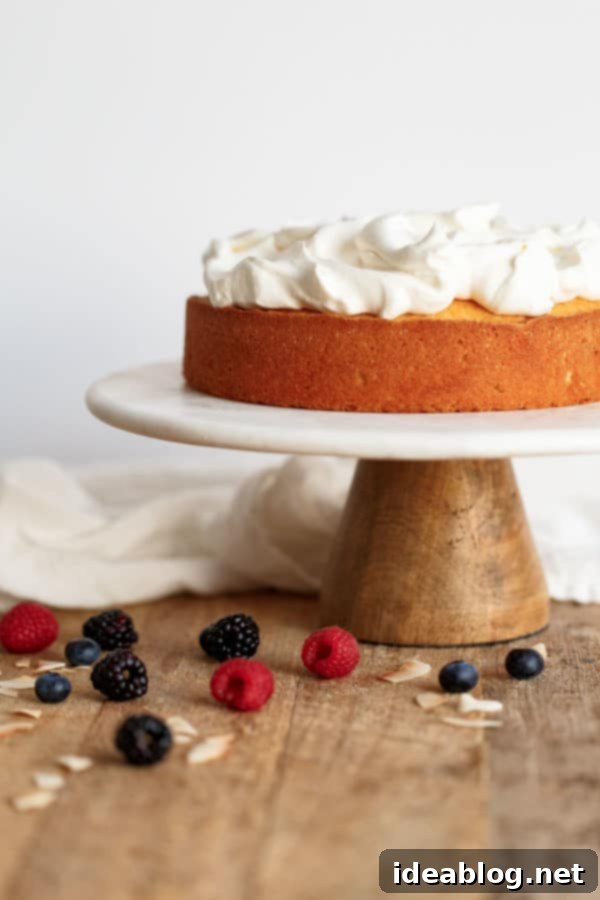 Lemon Coconut Berry Dream 3 Lemon Coconut Cake with Whipped Cream on Top