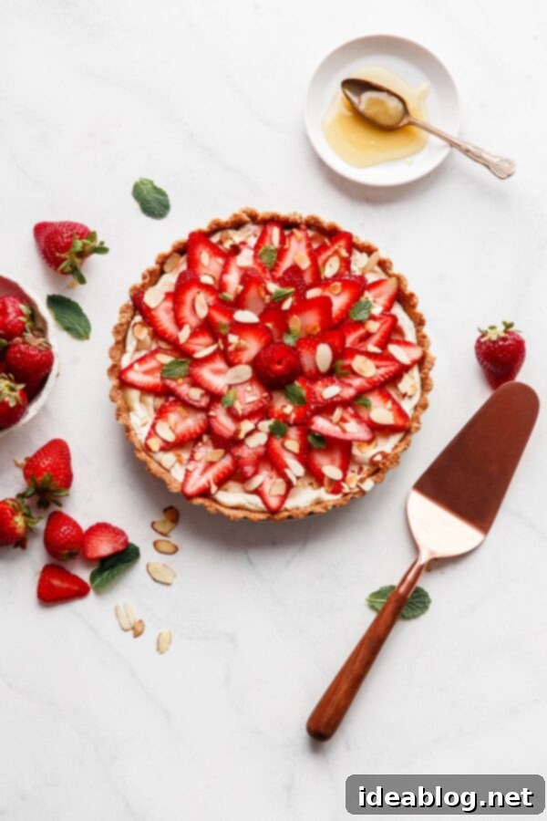 Luscious Strawberry Mascarpone Tart 9 How to Make a No Bake Strawberry Tart with instructional text