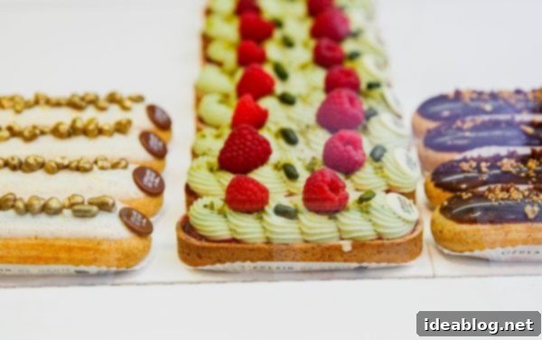 The Taste of Paris: Your Dining Companion 20 An overhead view of gorgeously decorated eclairs from L'Eclair de Genie.