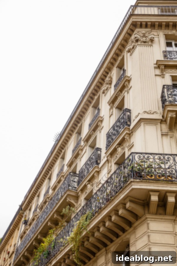 The Taste of Paris: Your Dining Companion 8 Close-up of a beautifully decorated Parisian facade.