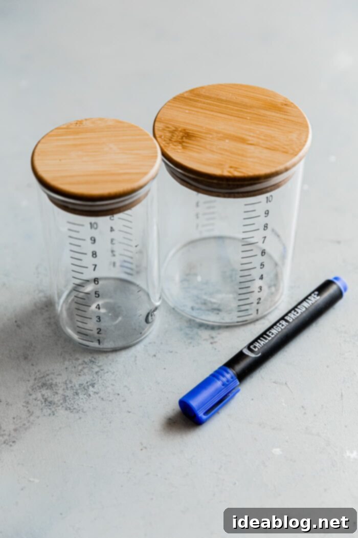 Bake Your Best Sourdough: Essential Tools and Guides 9 Various jars for sourdough starter, including Challenger Breadware starter jars