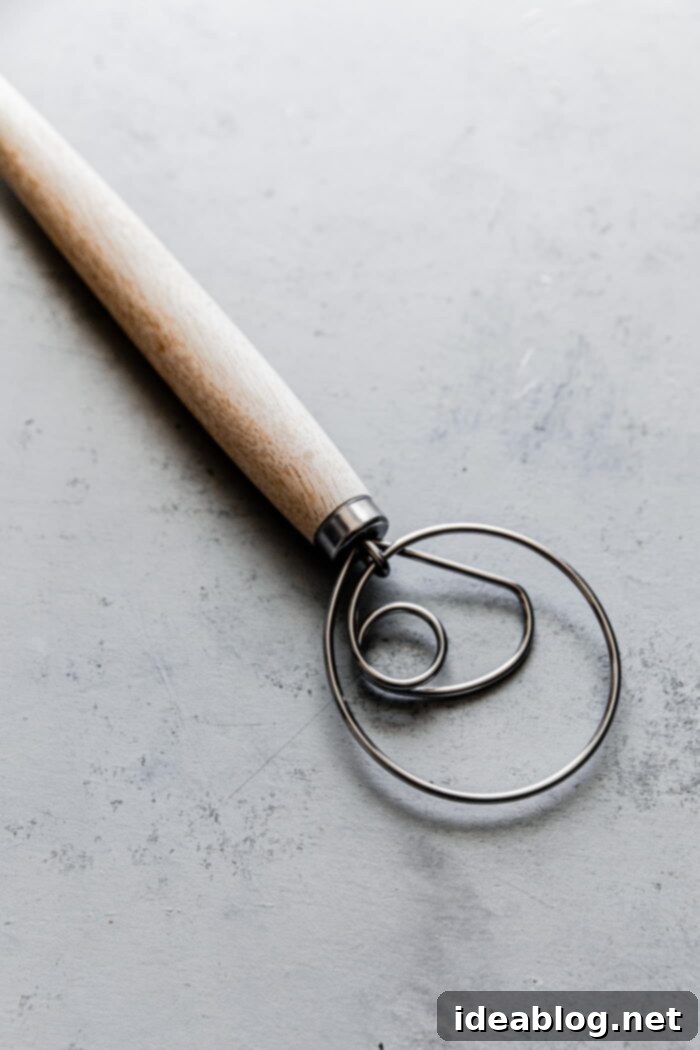 Bake Your Best Sourdough: Essential Tools and Guides 14 A Danish Dough Whisk, perfect for mixing sticky doughs