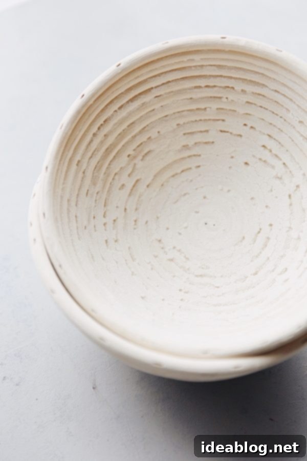 Bake Your Best Sourdough: Essential Tools and Guides 3 A close-up of a banneton basket, ready for sourdough proofing
