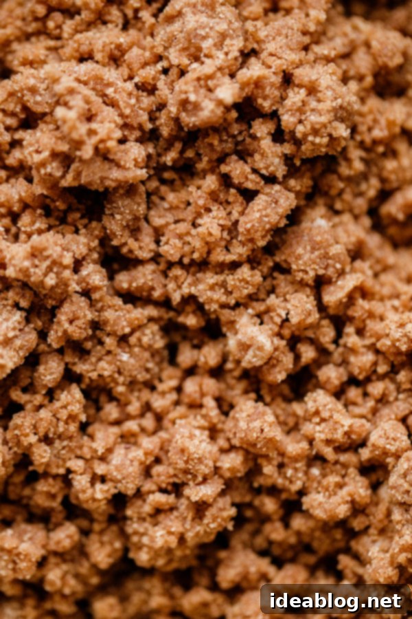 Harvest Spice Coffee Cake with Creamy Pumpkin Swirl 10 Close-up of the delicious streusel topping for the coffee cake, showing its rich, crumbly texture and fall spices.