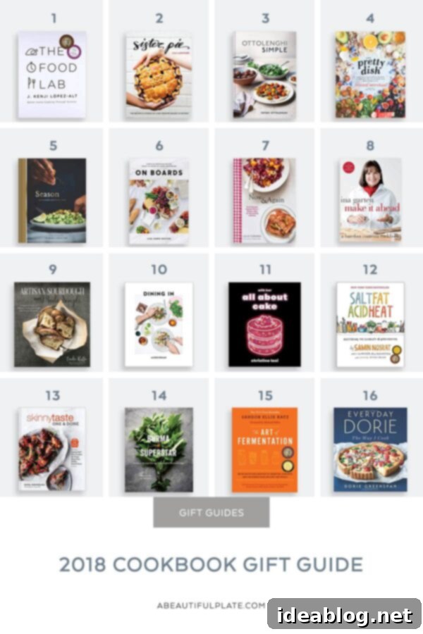 2018 Cookbook Gift Guide - my favorite cookbooks for the holiday season, complete with fun pairing gift ideas. Perfect for beginner, intermediate, or experienced home cooks! #abeautifulplate #giftguide #gifts #holiday Cookbook Gift Guide