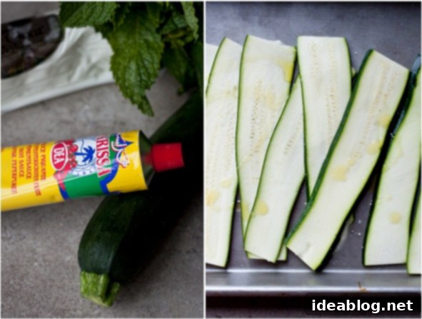 Harissa Goat Cheese Zucchini Rolls with Fresh Lime Mint 3 Sliced Zucchini