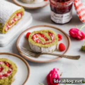 Vibrant Raspberry Matcha Roll Cake 6 Raspberry Matcha Roll Cake
