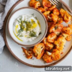 Spicy Vegan Cauliflower Wings 8 Baked Buffalo Cauliflower with Yogurt Dipping Sauce