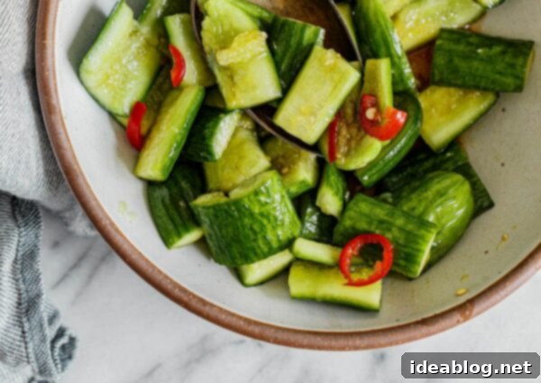 Garlic Chili Smashed Cucumber Salad 7 Smashed Chinese cucumber salad mixed with dressing