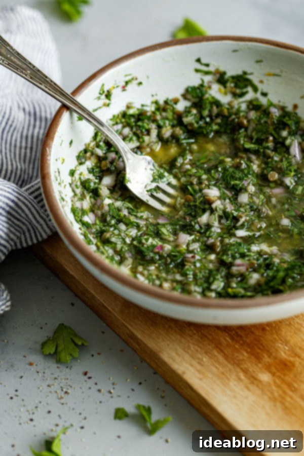 Caper Herb Vinaigrette - a bright and flavorful sauce for salmon.