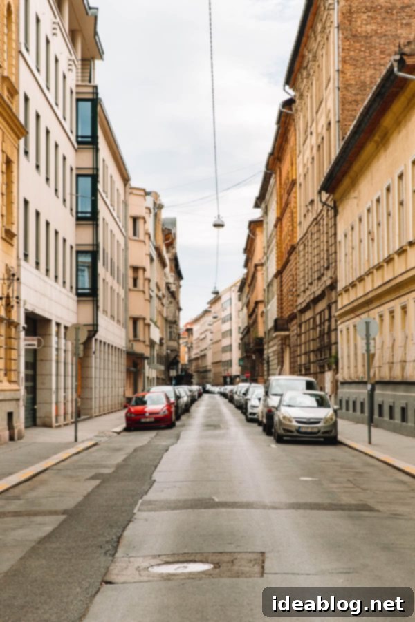 Budapest Travel Guide - with recommendations on must-visit destinations, where to stay, and where to eat in the region. #travel #budapest #travelguide Charming street scene in Budapest with traditional buildings