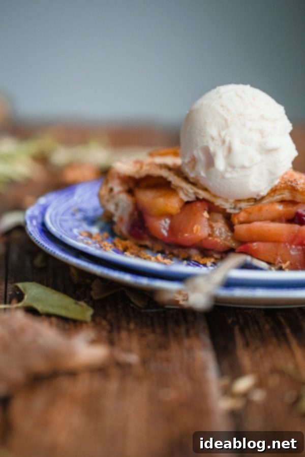 10 fall baked goods recipes to try this season. From easy muffins to breakfast cakes, pastries, sheet cakes and fruit pies, this list has you covered! #abeautifulplate #fall Apple Cranberry Pie with flaky crust and ice cream