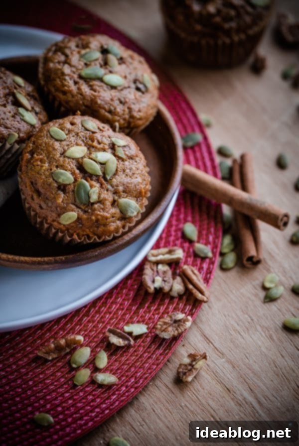10 fall baked goods recipes to try this season. From easy muffins to breakfast cakes, pastries, sheet cakes and fruit pies, this list has you covered! #abeautifulplate #fall Healthier Pumpkin Carrot Pecan Muffins with seeds and nuts