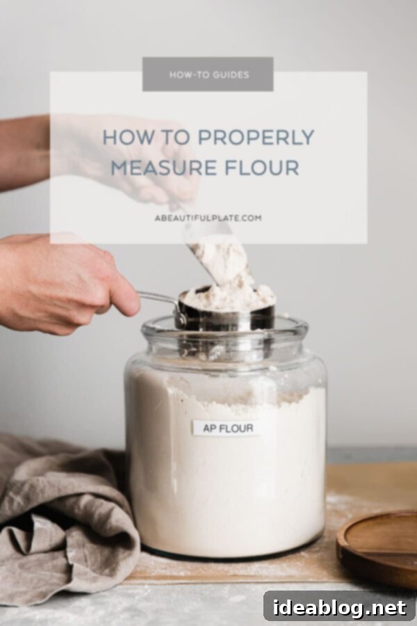 How to Measure Flour Properly - guide on how to measure flour properly - using both volume and metric measurements - as well as how and why the type of method impacts your baked goods. #baking #abeautifulplate #howto #bakingscience How to Measure Flour Guide