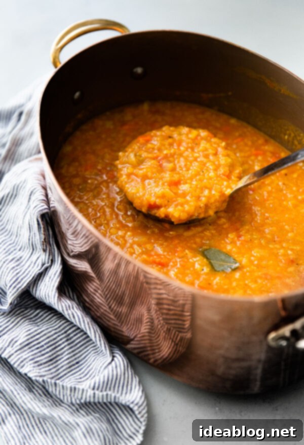 10 Effortless Bean and Lentil Meals 4 Red Lentil Soup in Pot