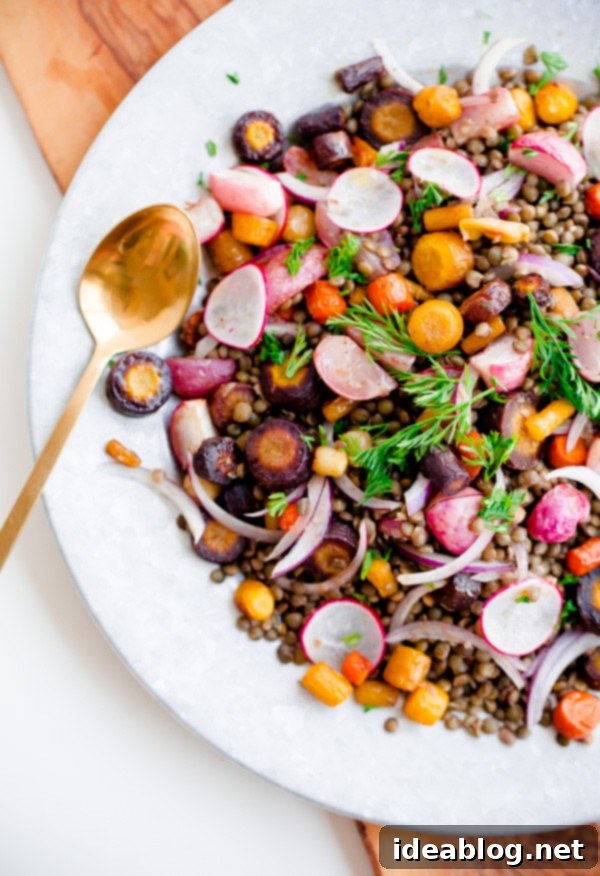 10 Effortless Bean and Lentil Meals 5 Roasted Carrot Lentil Salad with Radishes and Tahini Dressing