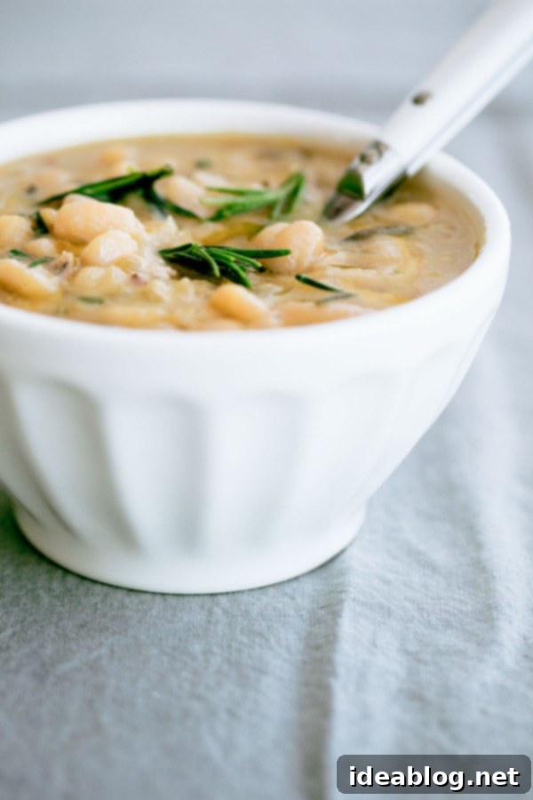 10 Effortless Bean and Lentil Meals 6 Slow Cooker Cannellini Bean Soup in Bowl